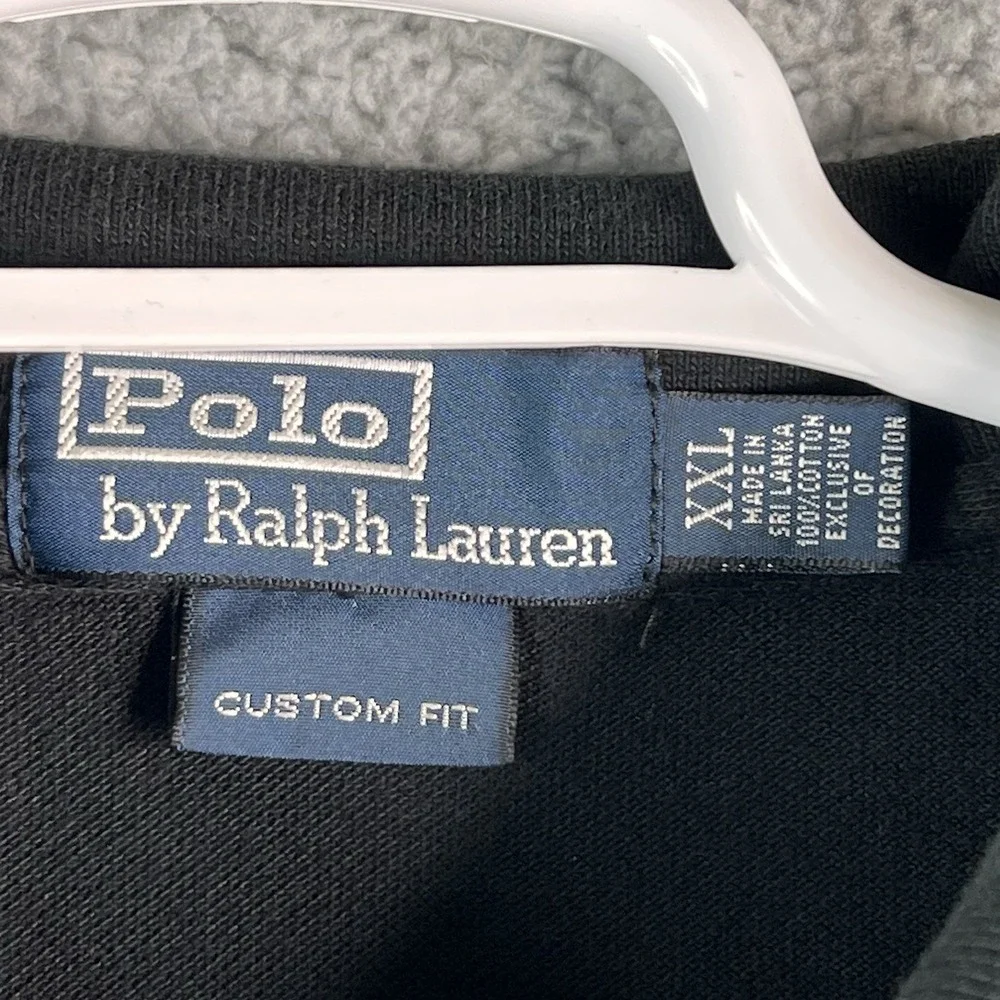 VTG POLO by Ralph Lauren Custom Fit Long Sleeve Rugby Shirt XXL Black